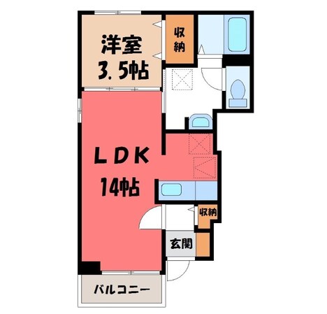 宇都宮駅 バス14分  団地坂上下車：停歩4分 1階の物件間取画像